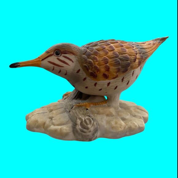 Wooden Trinket Box Marked Bay Shipping w/ Ceramic Spotted Sandpiper Bird on Top - Picture 6 of 14